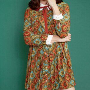 Modcloth Can't Stop the Pleat Shift Dress in Orange Floral 2X